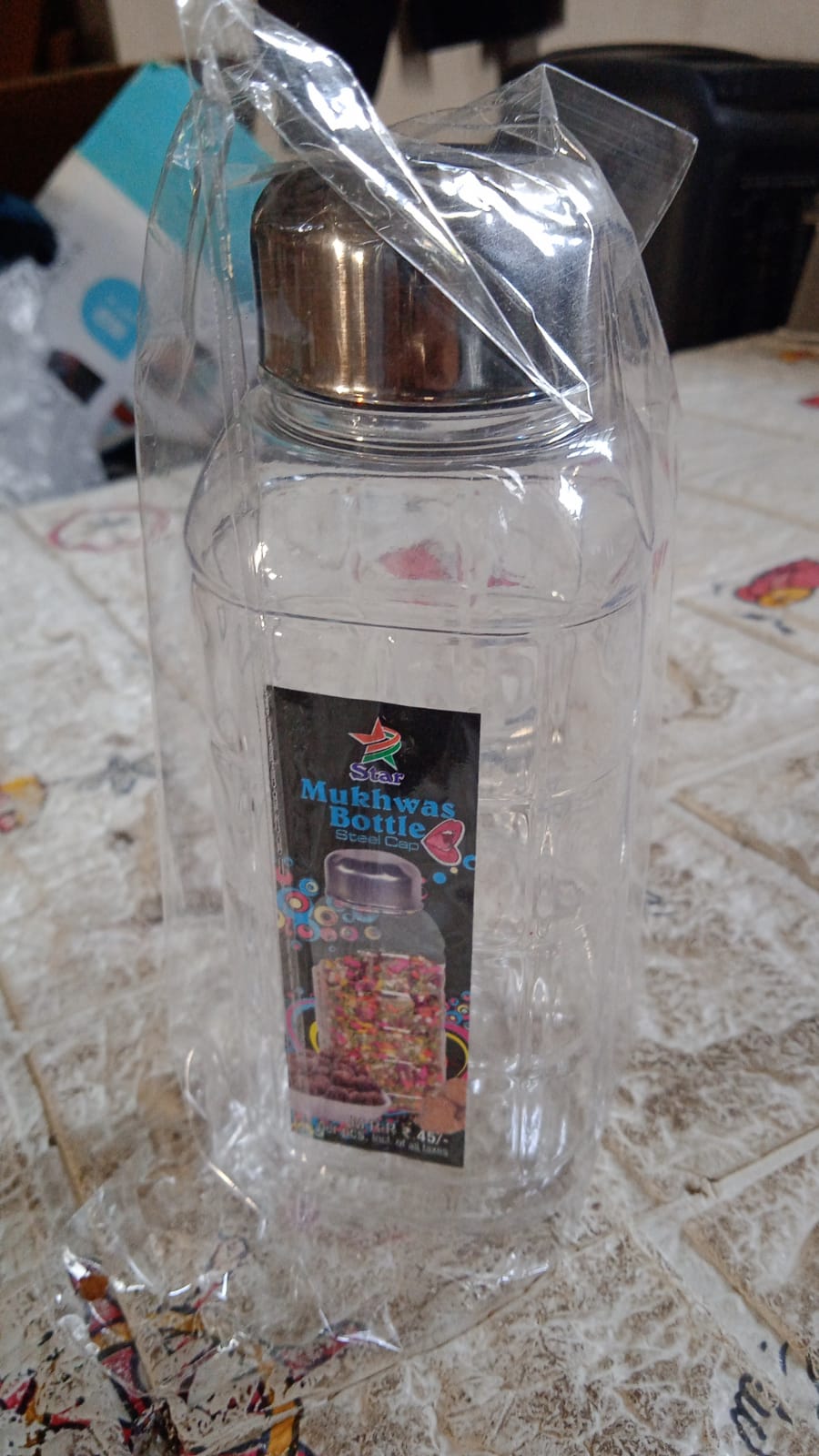 5714 Plastic Transparent Mukhwas Bottle With Steel Cap / Mouth Freshener / Dryfruits Multipurpose Air Tight and BPA Free Kitchen Storage Bottle (1 Pc) 5714 Plastic Transparent Mukhwas Bottle With Steel Cap / Mouth Freshener / Dryfruits Multipurpose Air Tight and BPA Free Kitchen Storage Bottle (1 Pc)